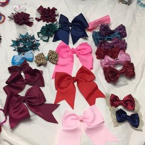 Lot of 21 BOWS hair girls blue pink red maroon